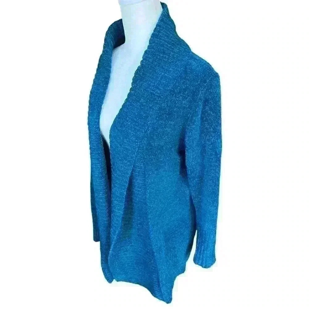 Seven7 teal velour open front cardigan size S